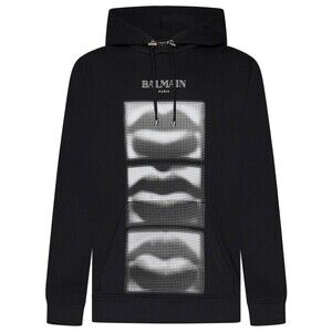 Balmain Black Bold Logo Print Hoodie - NWT